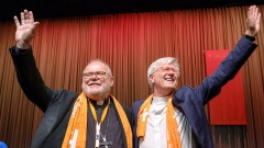 Der RatsvorsitzenderHeinrich Bedford-Strohm (re.) und Kardinal Reinhard Marx 