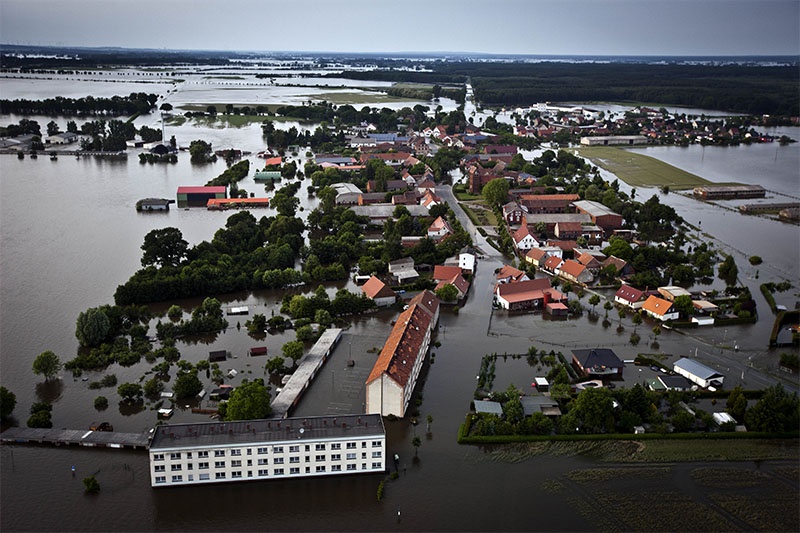 Landstrich in Sachesn-Anhalt unter Wasser